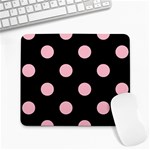 Polka Dots - Pink on Black Large Mousepad