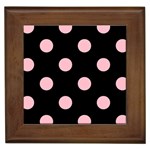 Polka Dots - Pink on Black Framed Tile