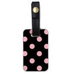 Polka Dots - Pink on Black Luggage Tag (One Side)