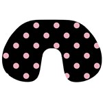 Polka Dots - Pink on Black Travel Neck Pillow