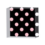 Polka Dots - Pink on Black 4 x 4  Acrylic Photo Block