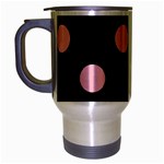 Polka Dots - Pink on Black Travel Mug (Silver Gray)
