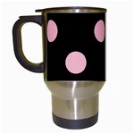 Polka Dots - Pink on Black Travel Mug (Black)