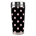Polka Dots - Pink on Black Stainless Steel Travel Tumbler