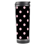 Polka Dots - Pink on Black Travel Tumbler