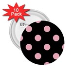 Polka Dots - Pink on Black 2.25  Button (10 pack)