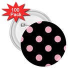 Polka Dots - Pink on Black 2.25  Button (100 pack)