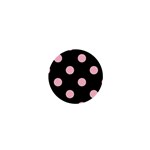 Polka Dots - Pink on Black 1  Mini Magnet