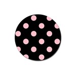 Polka Dots - Pink on Black Magnet 3  (Round)