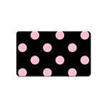 Polka Dots - Pink on Black Magnet (Name Card)