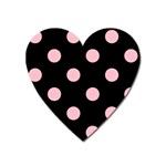 Polka Dots - Pink on Black Magnet (Heart)