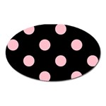 Polka Dots - Pink on Black Magnet (Oval)