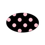 Polka Dots - Pink on Black Sticker Oval (10 pack)