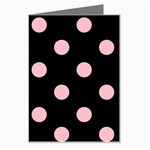 Polka Dots - Pink on Black Greeting Card