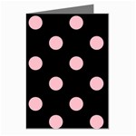 Polka Dots - Pink on Black Greeting Cards (Pkg of 8)