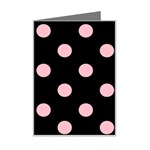Polka Dots - Pink on Black Mini Greeting Card