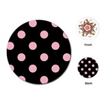 Polka Dots - Pink on Black Playing Cards (Round)