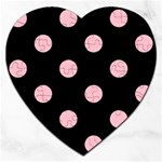 Polka Dots - Pink on Black Jigsaw Puzzle (Heart)