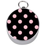 Polka Dots - Pink on Black Silver Compass