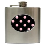 Polka Dots - Pink on Black Hip Flask (6 oz)