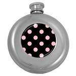 Polka Dots - Pink on Black Hip Flask (5 oz)