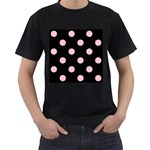 Polka Dots - Pink on Black Men s T-Shirt (Black)