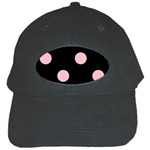 Polka Dots - Pink on Black Black Cap