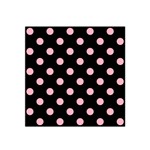 Polka Dots - Cherry Blossom Pink on Black Satin Bandana Scarf