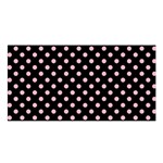 Polka Dots - Cherry Blossom Pink on Black Satin Shawl