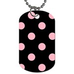 Polka Dots - Cherry Blossom Pink on Black Dog Tag (Two Sides)
