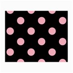 Polka Dots - Cherry Blossom Pink on Black Small Glasses Cloth (2 Sides)