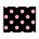 Polka Dots - Cherry Blossom Pink on Black Large Glasses Cloth