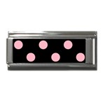 Polka Dots - Cherry Blossom Pink on Black Superlink Italian Charm (9mm)