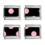 Polka Dots - Cherry Blossom Pink on Black 9mm Italian Charm (4 pack)