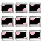 Polka Dots - Cherry Blossom Pink on Black 9mm Italian Charm (9 pack)