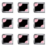 Polka Dots - Cherry Blossom Pink on Black Mega Link Italian Charm (9 pack)