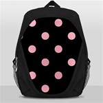 Polka Dots - Cherry Blossom Pink on Black Backpack Bag