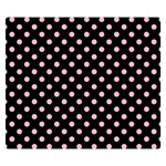 Polka Dots - Cherry Blossom Pink on Black Double Sided Flano Blanket (Small)