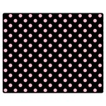Polka Dots - Cherry Blossom Pink on Black Double Sided Flano Blanket (Medium)