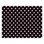 Polka Dots - Cherry Blossom Pink on Black Double Sided Flano Blanket (Large)