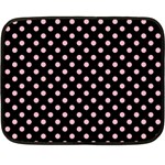 Polka Dots - Cherry Blossom Pink on Black Fleece Blanket (Mini)