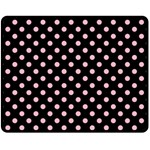Polka Dots - Cherry Blossom Pink on Black Fleece Blanket (Medium) (One Side)