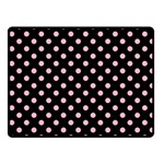Polka Dots - Cherry Blossom Pink on Black Fleece Blanket (Small) (One Side)