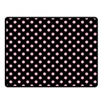 Polka Dots - Cherry Blossom Pink on Black Double Sided Fleece Blanket (Small) (Two Sides)