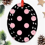 Polka Dots - Cherry Blossom Pink on Black Ornament (Bell) Ornament (Oval Filigree)