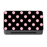 Polka Dots - Cherry Blossom Pink on Black Memory Card Reader with CF