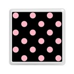 Polka Dots - Cherry Blossom Pink on Black Memory Card Reader with Storage (Square)