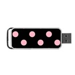 Polka Dots - Cherry Blossom Pink on Black Portable USB Flash (One Side)