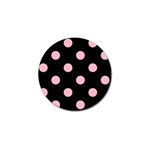 Polka Dots - Cherry Blossom Pink on Black Golf Ball Marker (10 pack)