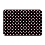 Polka Dots - Cherry Blossom Pink on Black Small Doormat